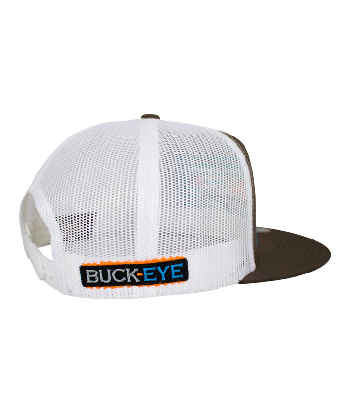Back view of the "Buck-Eye Explorer on the Water" unisex snapback trucker hat showing embroidered logo.