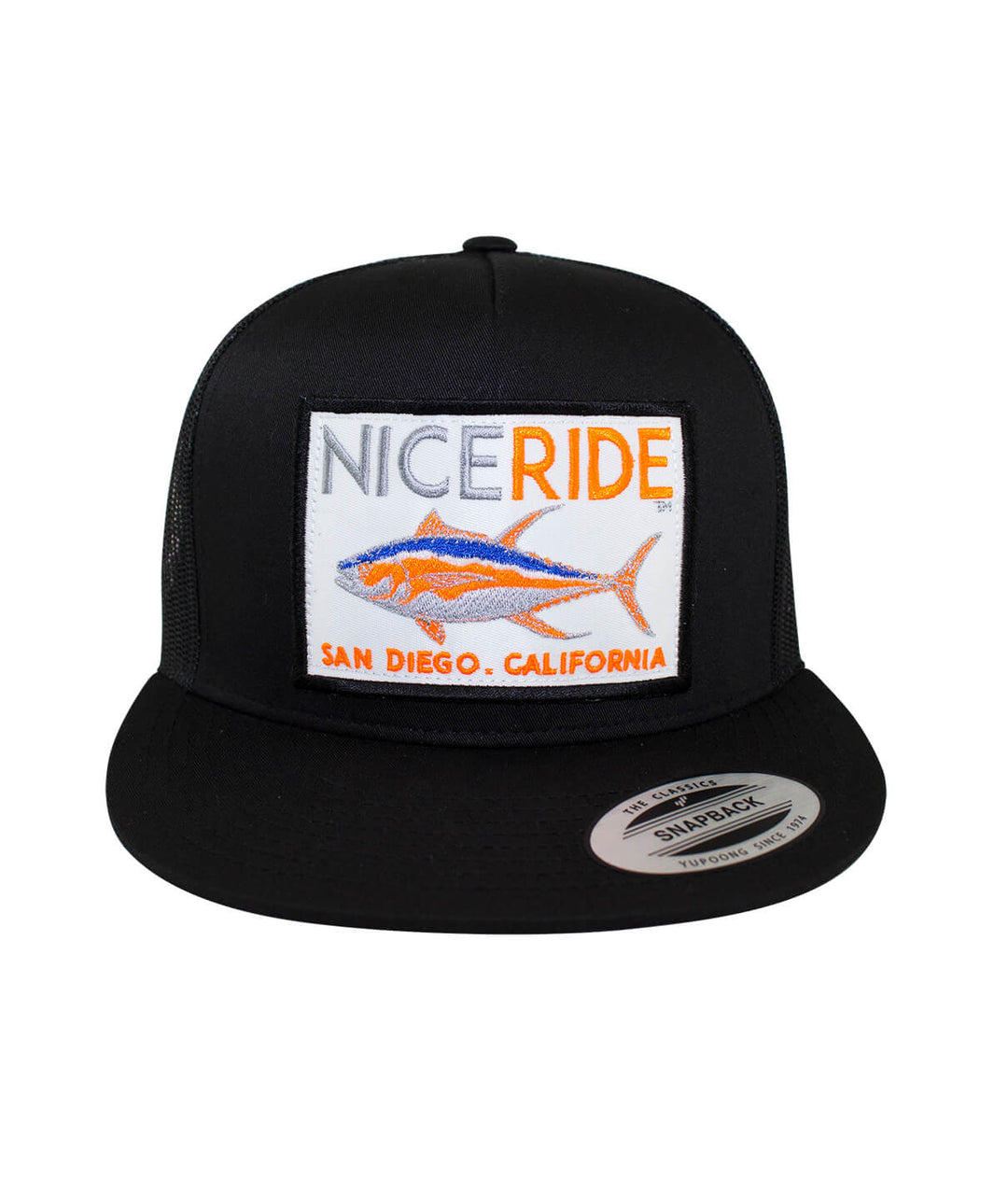 Sorry Charlie Patch trucker hat with embroidered design and snapback, perfect for stylish outdoor wear.
