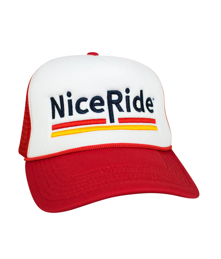 Low Tide Foam Trucker Baseball Hat with NiceRide logo, a stylish hat designed for comfort and style.