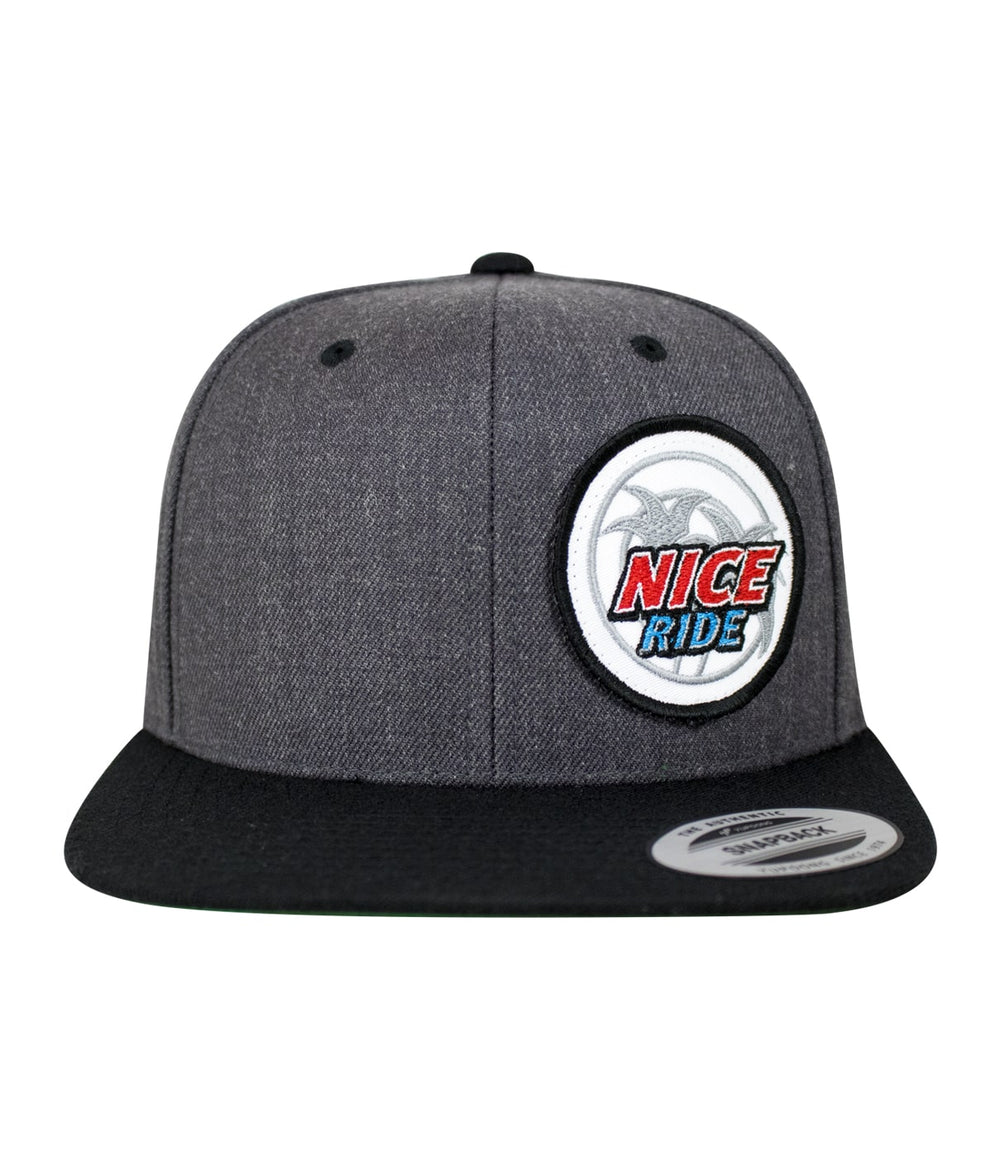NICERIDE Choo Choo Patch flatbill snapback hat featuring embroidered logo on front panel.
