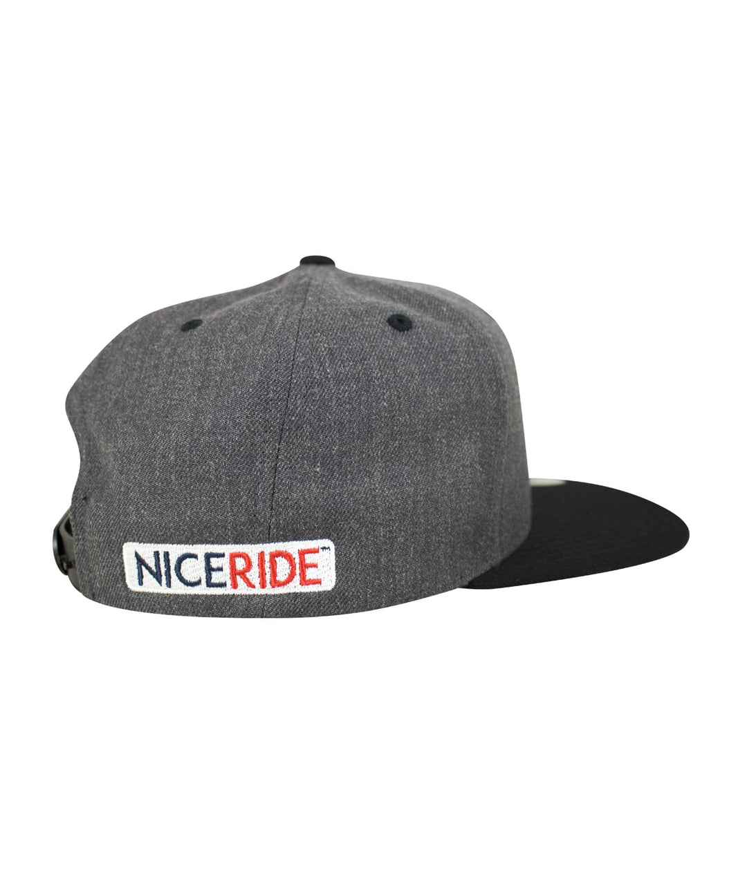 Back view of NICERIDE Spirit of 76 flatbill snapback hat in gray with embroidered logo.