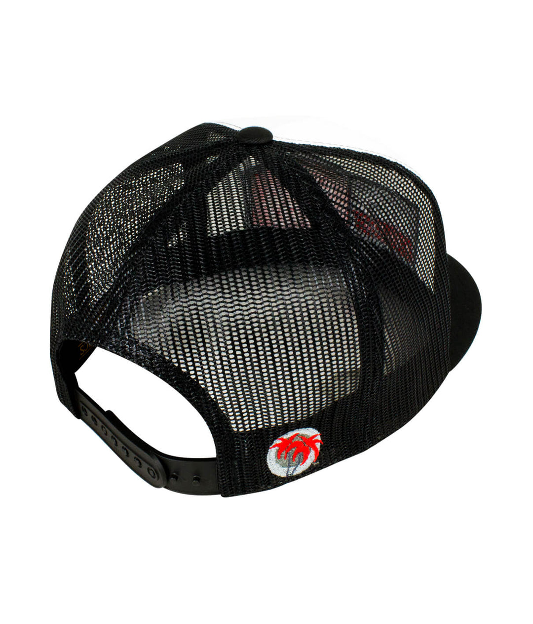 Back view of a black mesh Snapback Trucker hat showcasing NICERIDE&