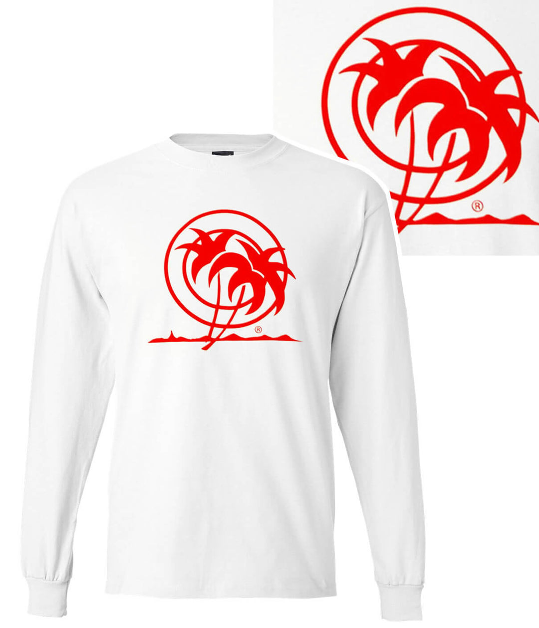 Classic Palm - White Hanes Long Sleeve Men&
