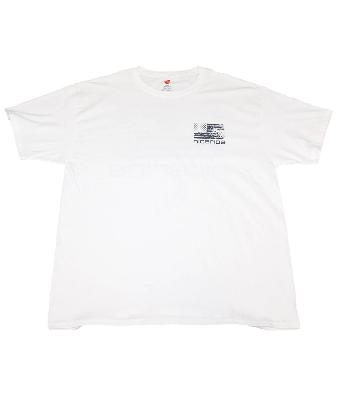 Strong Faded shirt featuring the NICERIDE design on a white Hanes men&