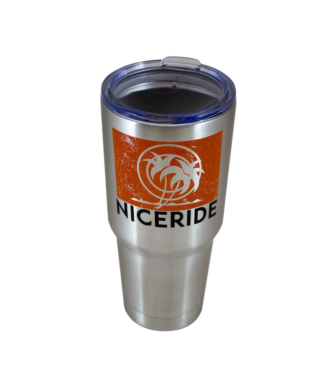 Stainless Steel Insulated Tumbler with NICERIDE logo, 30 oz size, perfect for keeping drinks hot or cold.