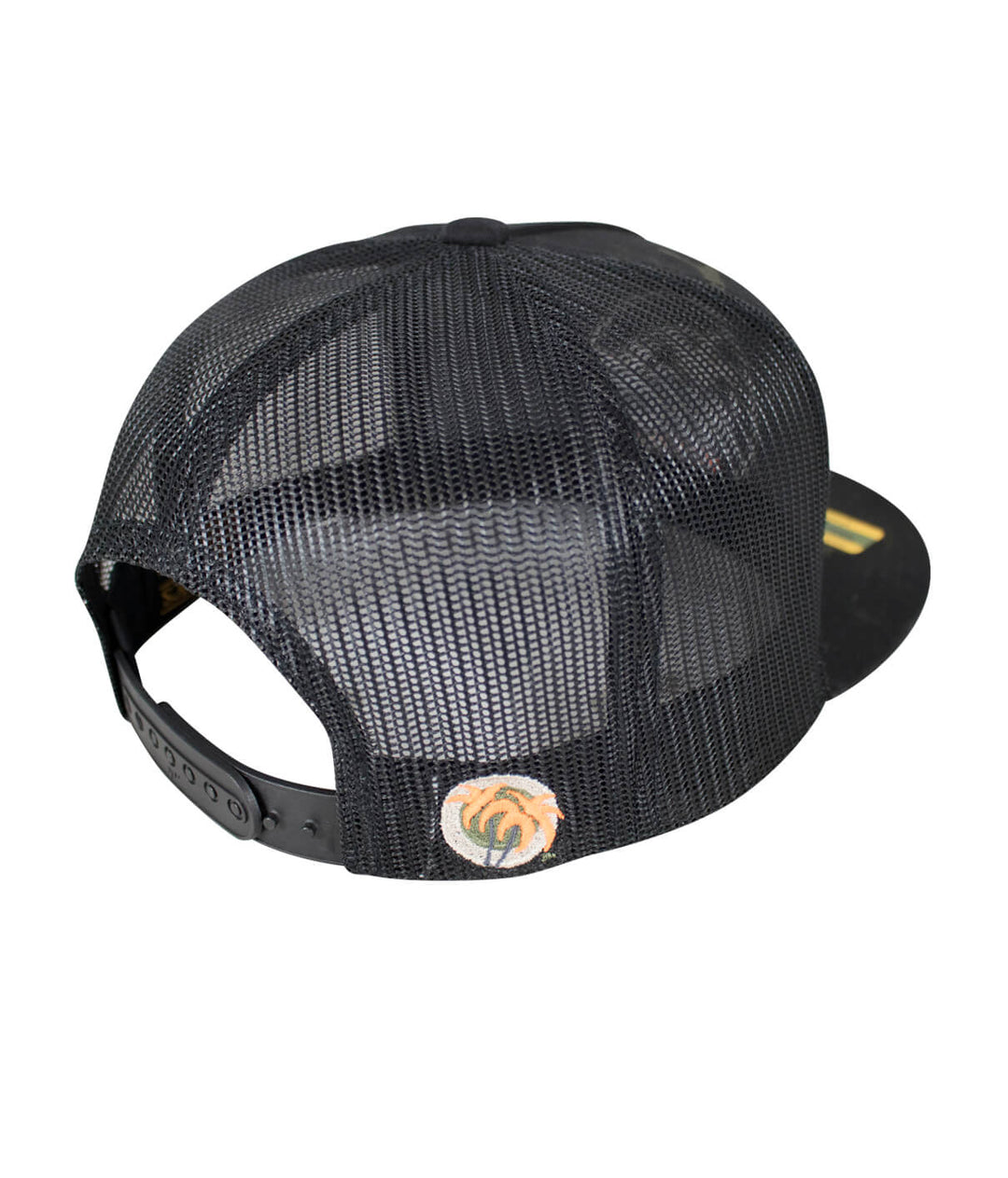 Back view of the Choo Choo trucker hat showcasing the black mesh design and NICERIDE palm logo.