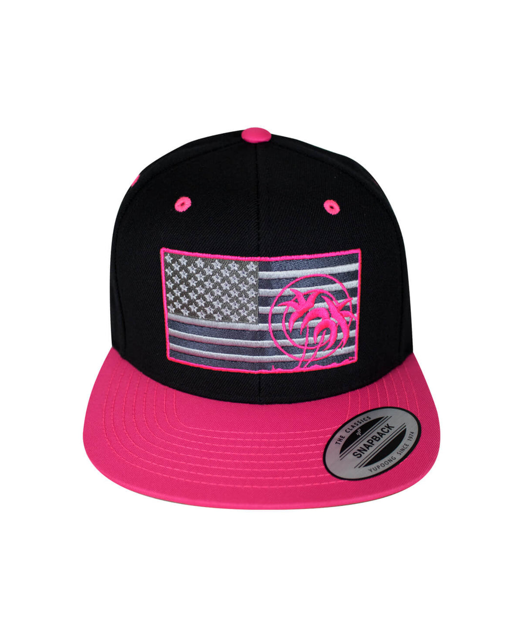Strong - Neon snapback hat featuring American flag design with neon accents, perfect hat for casual wear.