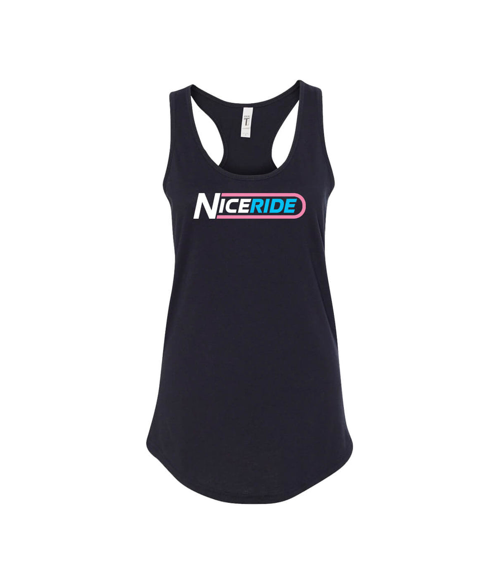 The Tube - Black Next Level Women's Racerback Tank Top featuring NICERIDE design on the front.
