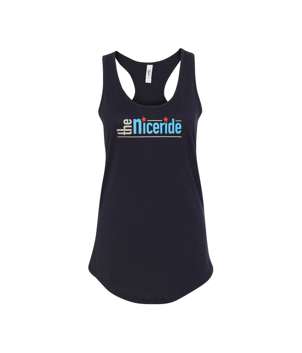 Banjo tank top in black for women, featuring NICERIDE design, perfect for yoga and casual wear.
