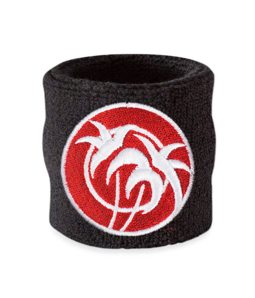 Rojo Negro sweatband featuring embroidered design, perfect for athletes and stylish comfort during activities.