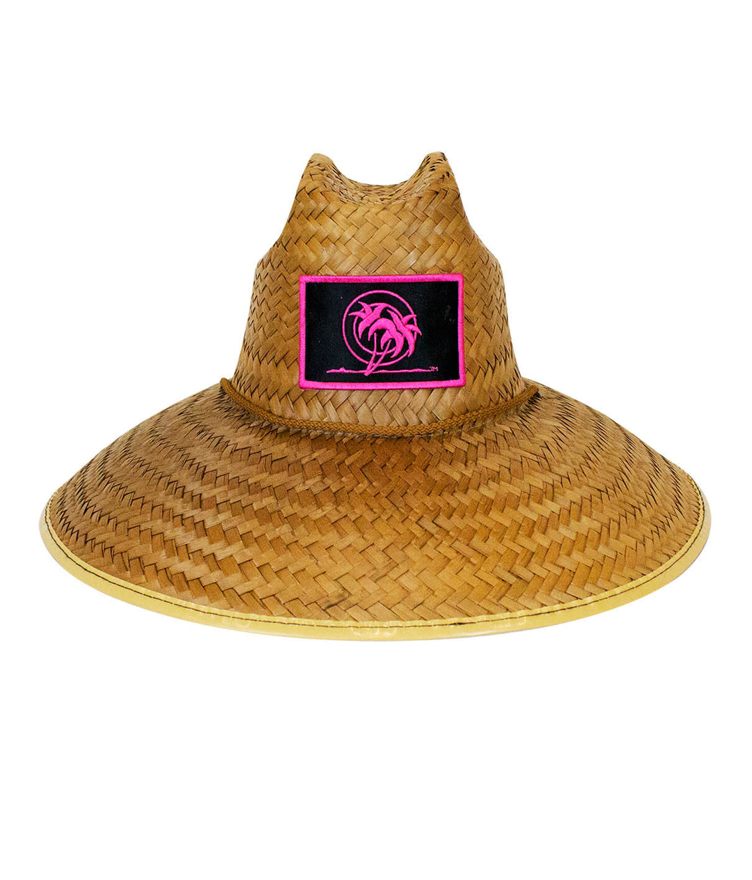 Unisex straw sun hat with blacked out classic palm patch, perfect for beach or work, helps keep sun out, NICERIDE&