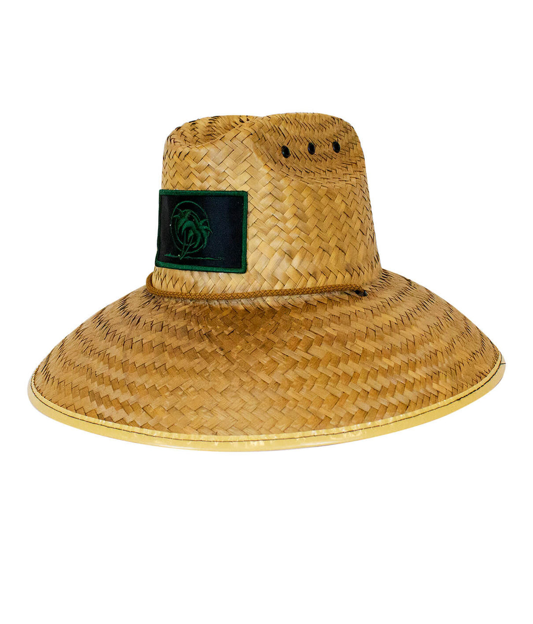 Palm Patch straw sun hat, unisex beach hat with classic palm patch for sun protection.