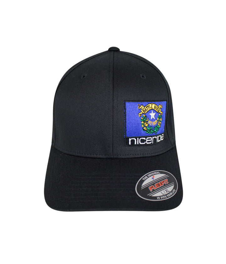 Nevada Flag Classic Flexfit Hat with NICERIDE logo and embroidery on the front panel and back.