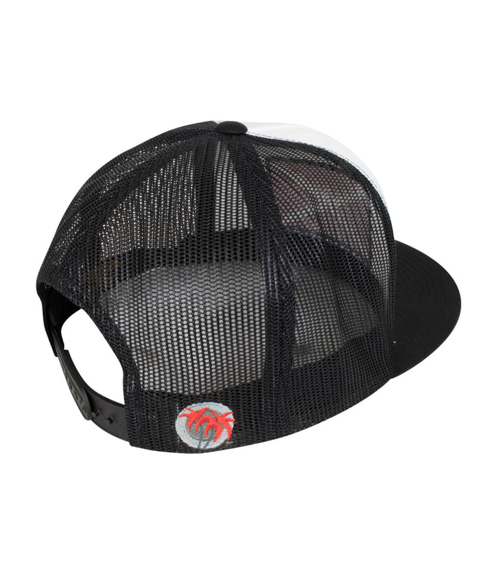 Back view of Alabama Flag trucker hat showcasing NICERIDE embroidery and classic palm logo on the side.