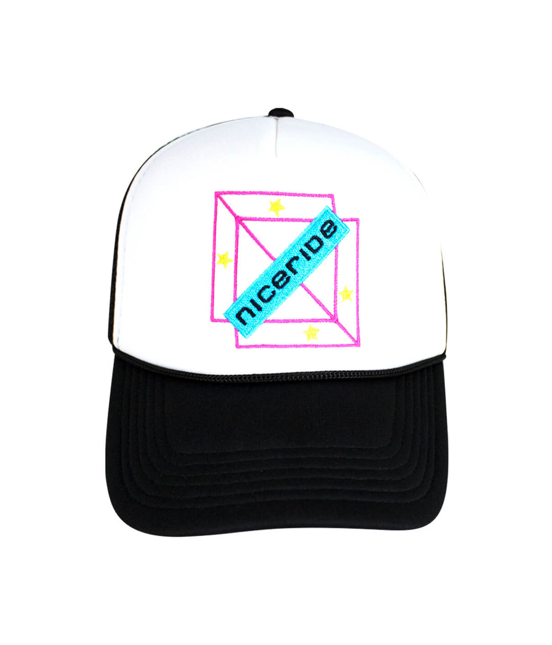 Malibu Foam Trucker Hat with NICERIDE logo embroidered in vibrant colors on front panel.