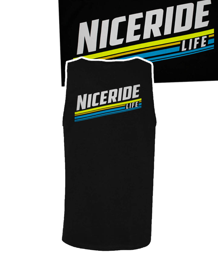 Black tank top with NICERIDE logo and &