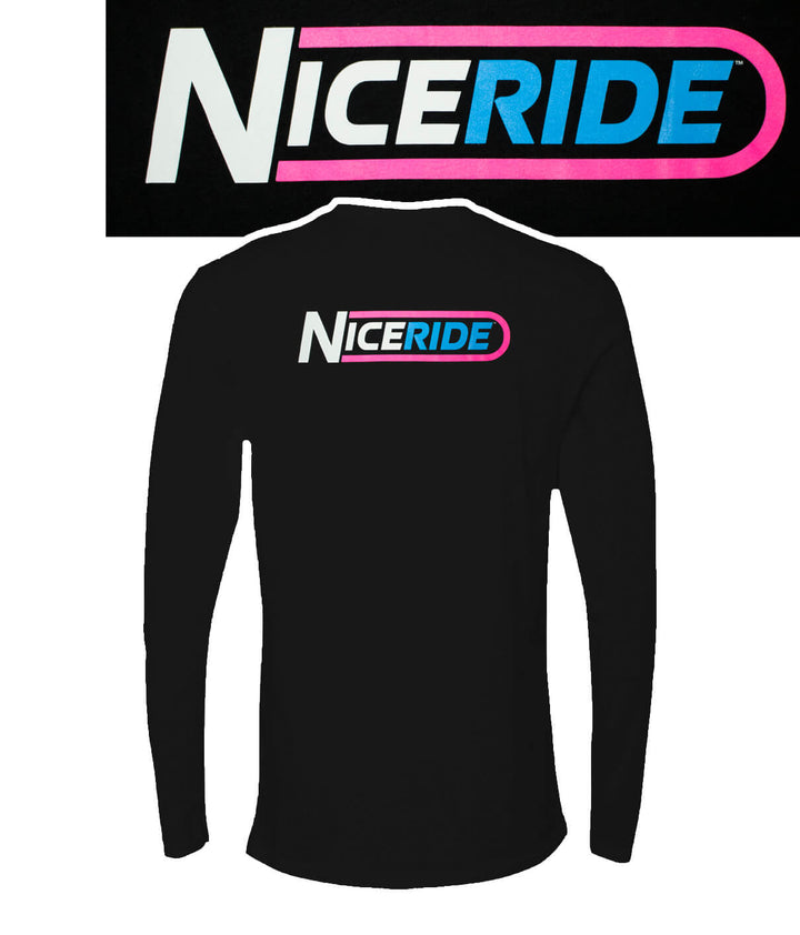 The Tube- Black Next Level 100% Cotton Long Sleeve Mens T-Shirt featuring NICERIDE logo on back.
