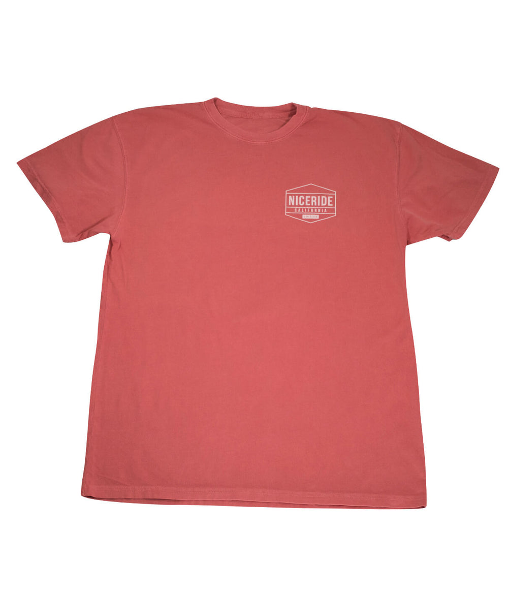 Good Times - Shadow Guava Next Level Men's Cotton Short Sleeve T-SHIRT in vintage style, unisex fit, red color.