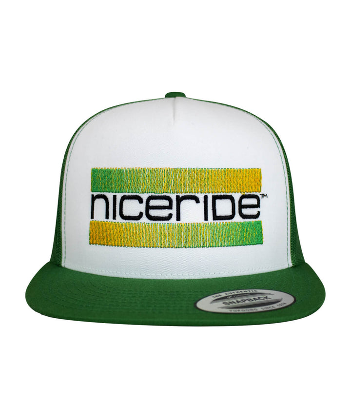 Cali Life red and green trucker hat featuring NICERIDE&
