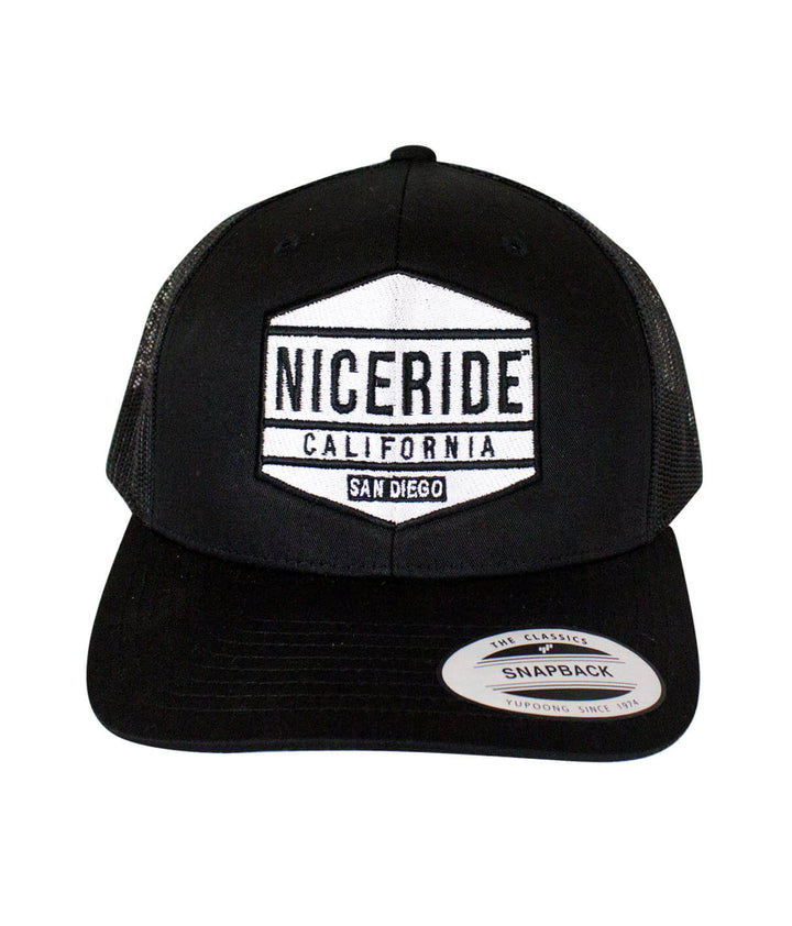 Good Times Retro Trucker Hat featuring NICERIDE California design, a stylish hat for casual wear.