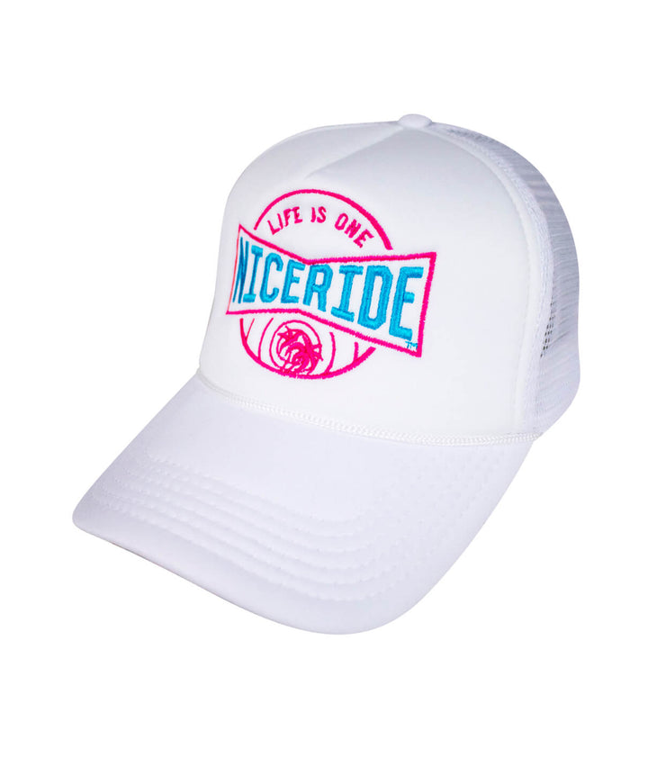 Foam Trucker Hat with NICERIDE logo embroidered, perfect hat for casual wear.