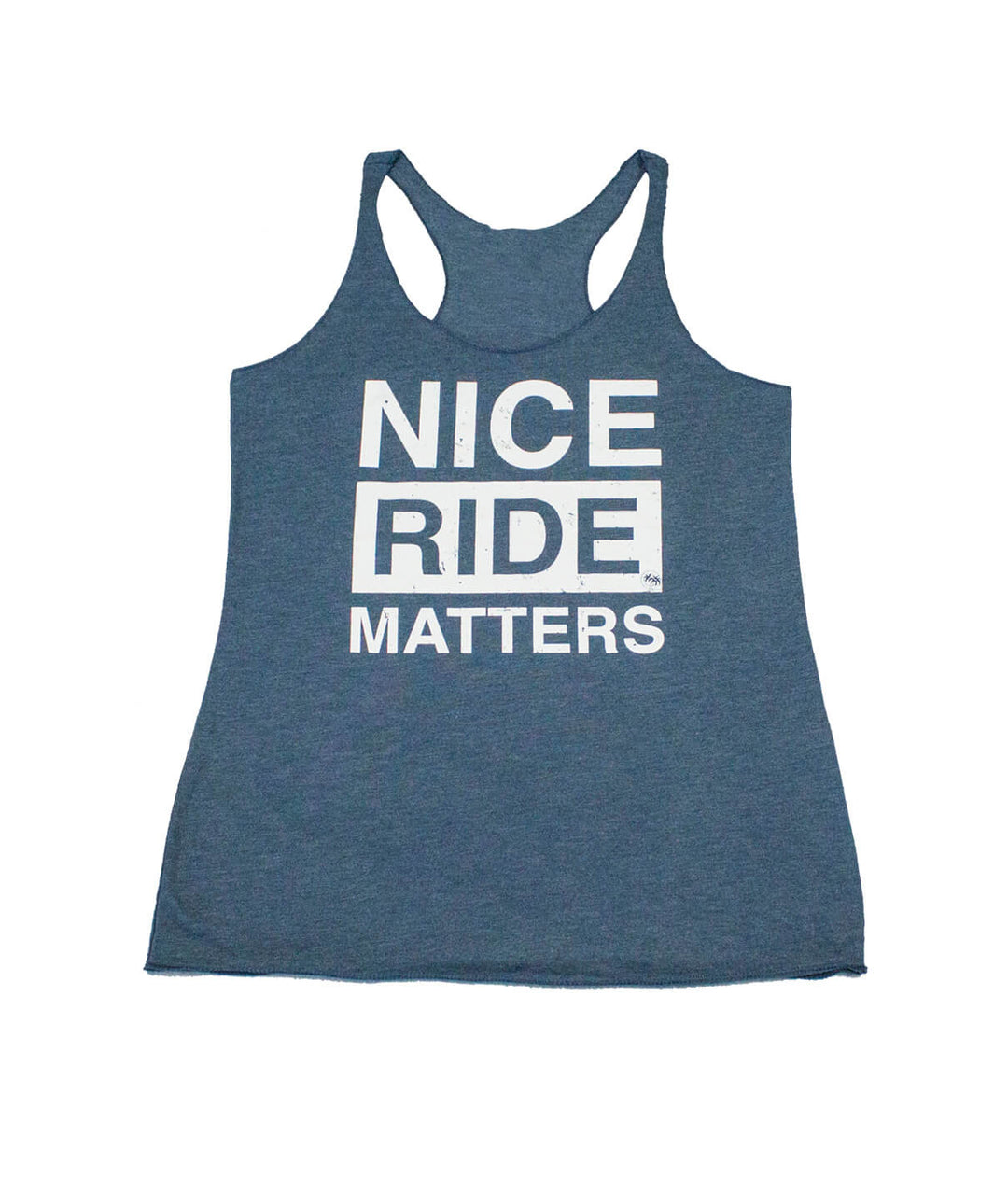 NICERIDE Matters blue tank top shirt featuring a racerback design and bold white lettering.