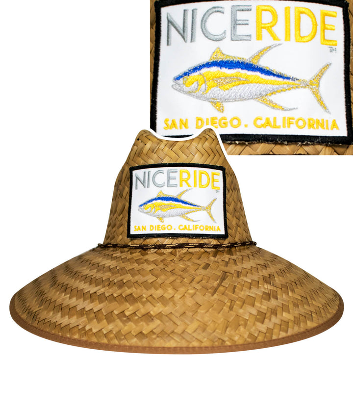 Unisex straw sun hat with NICERIDE logo, perfect for beach and outdoor activities.