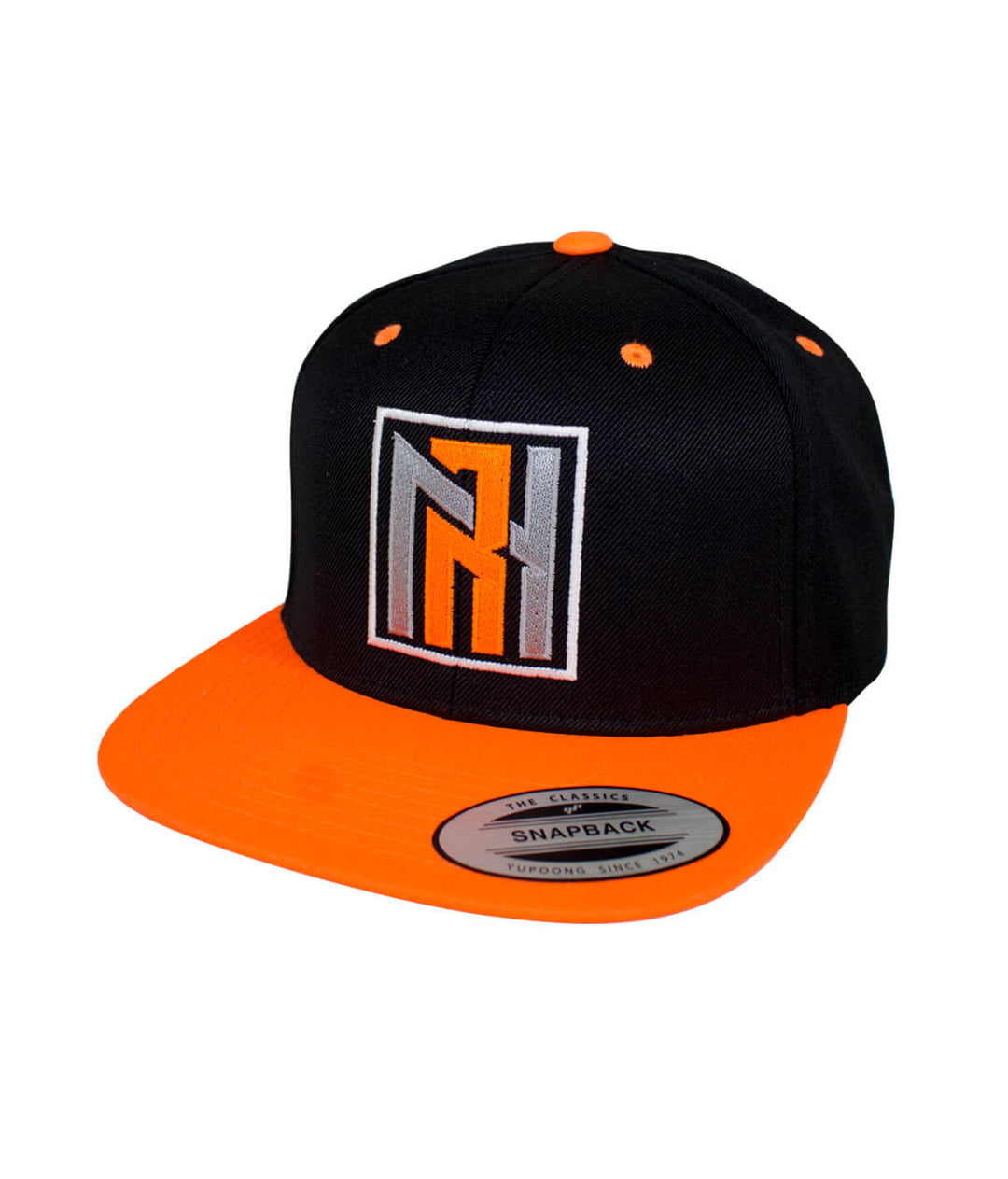N-R Neon snapback hat featuring NICERIDE logo in neon colors on black and orange cap.