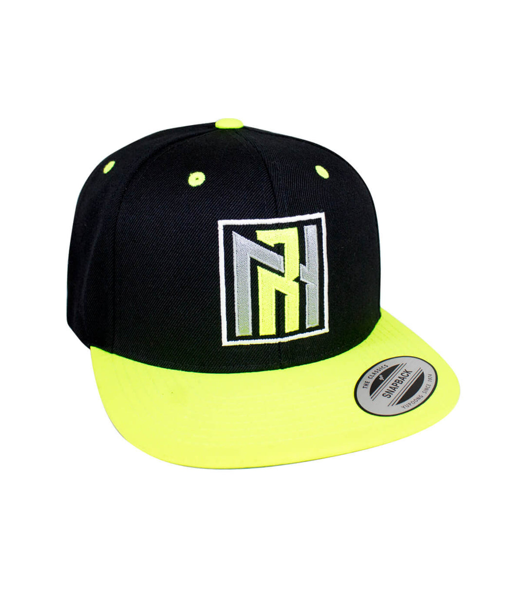 N-R Neon Snapback Hat, classic baseball cap with NICERIDE logo in neon colors, designed and embroidered in the United States.