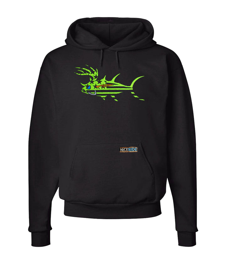"Buck-Eye Faded Glory" Black or Green Pullover Hoodie For Men And Women