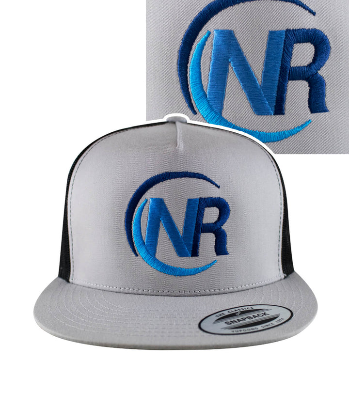 Ocean Spray Trucker Hat featuring NICERIDE logo, classic snapback hat design with blue embroidery.
