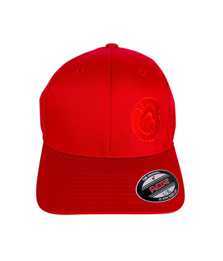 Tone Classic Flexfit Hat in red with NICERIDE logo on front and back, perfect for stylish headwear. Ideal hat for any occasion.