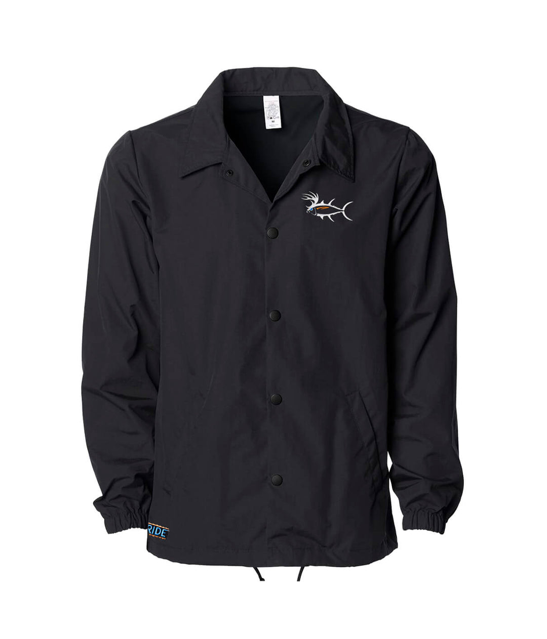 Black Buck-Eye windbreaker jacket with waterproof coating and NICERIDE logo on chest and back.