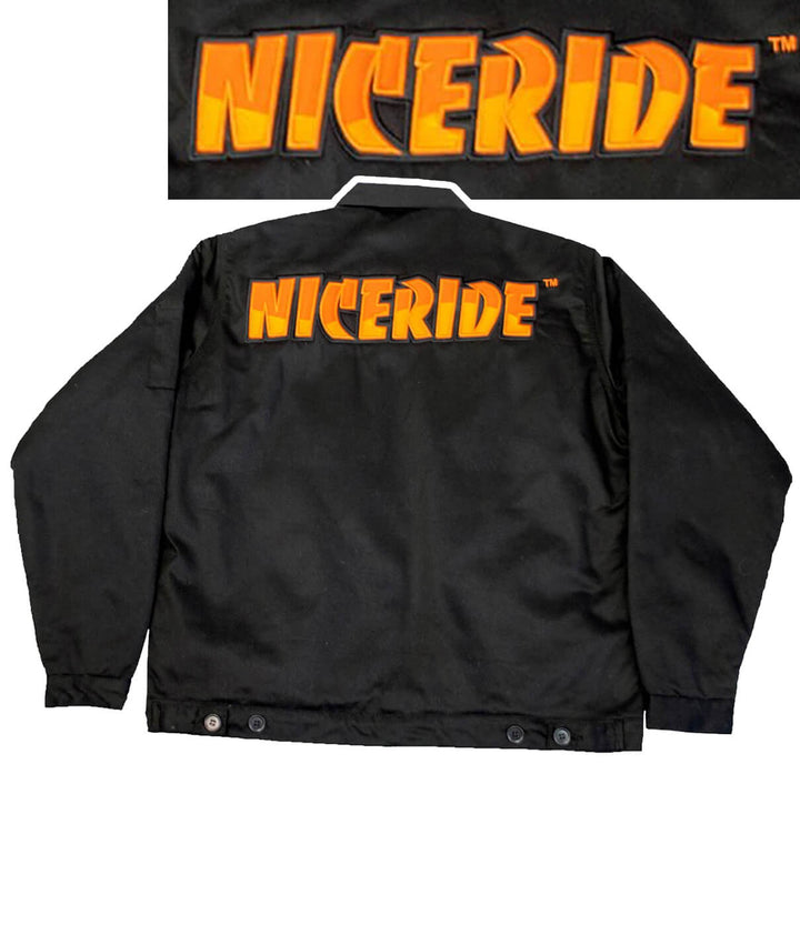 One NICERIDE jacket featuring a zip-up design and embroidered logo on the back and chest.