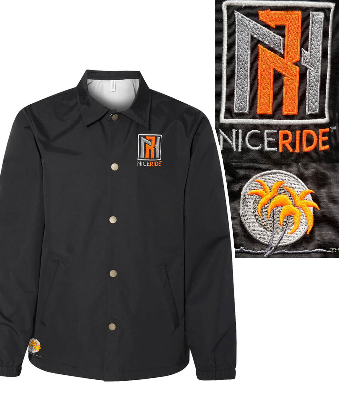 N-R Windbreaker Unisex Jacket with NICERIDE logo in black, showcasing waterproof design and embroidered details.