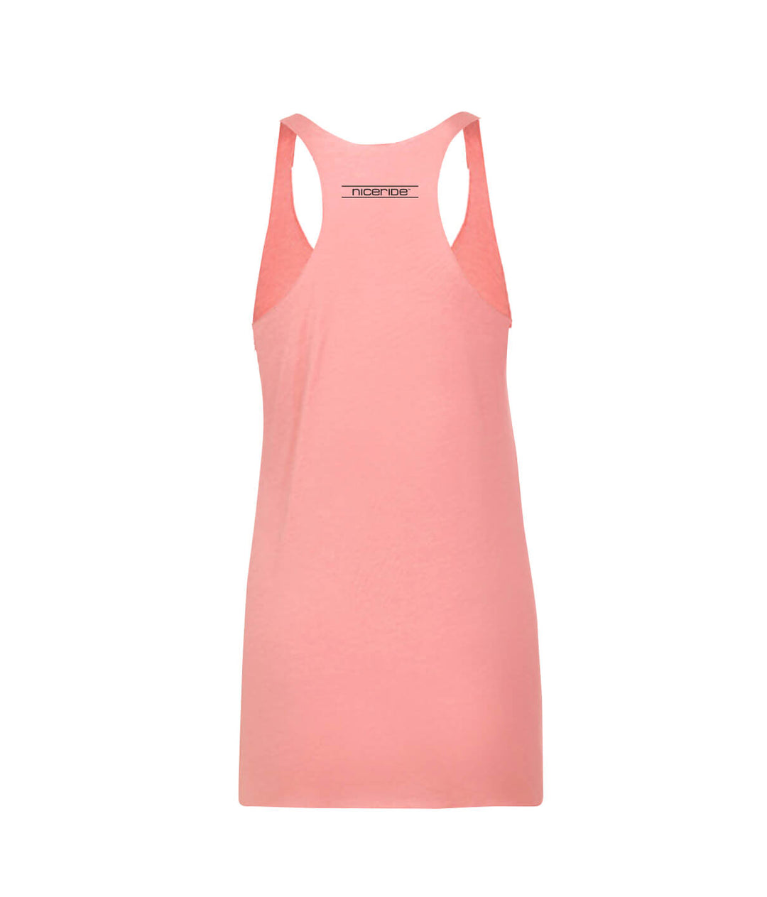 Salty tank top for women in pink with racerback design, featuring NICERIDE logo on rear.