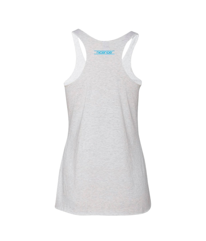 Back view of Anchored white tank top for women, highlighting the design and fitted style of the tank top.