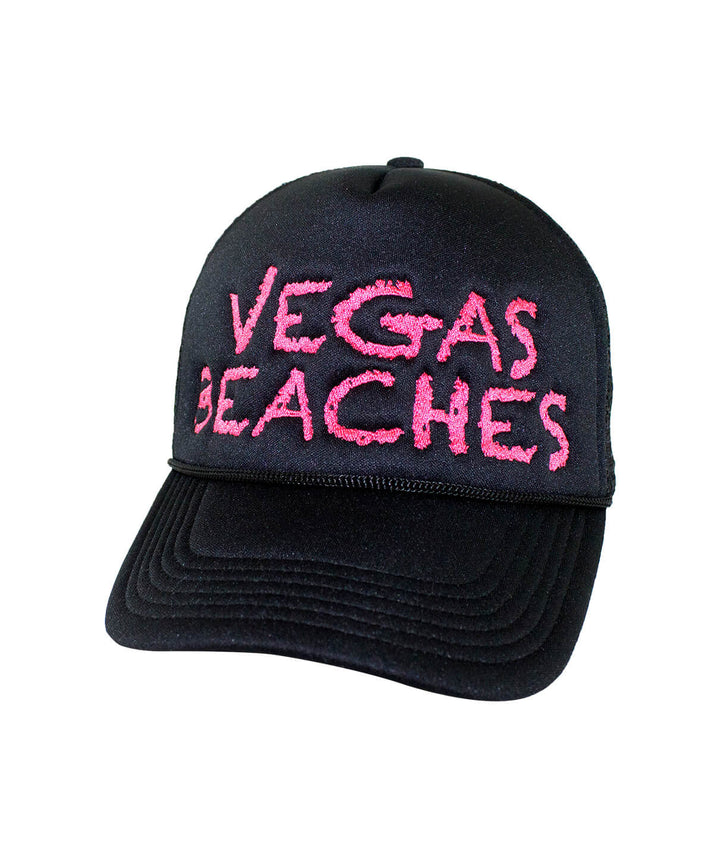 Vegas Beaches Foam Trucker Hat, stylish baseball cap featuring hat with embroidered details.