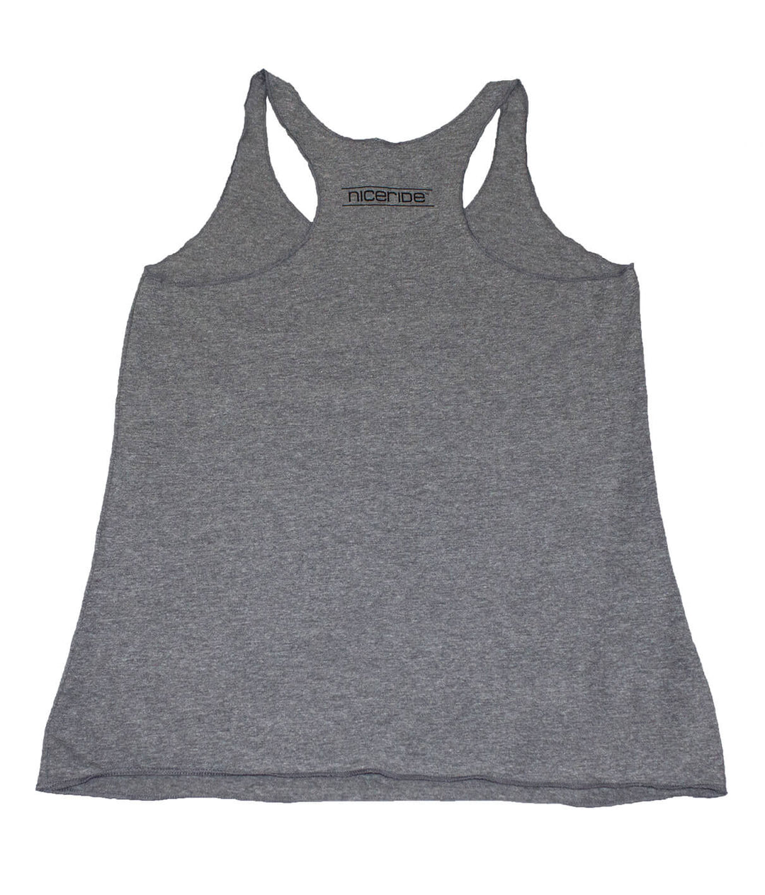 Sorry for Rivering tank top in gray with NICERIDE logo, vintage racerback style for women.
