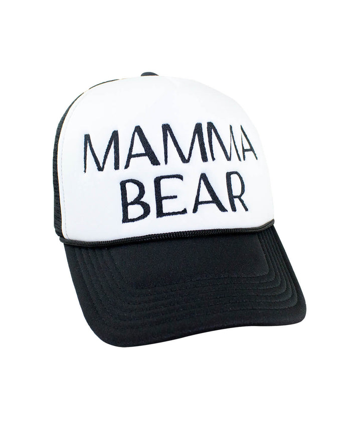 Mamma Bear Foam Trucker Hat, embroidered baseball cap, NICERIDE on left side, perfect stylish hat for any occasion.