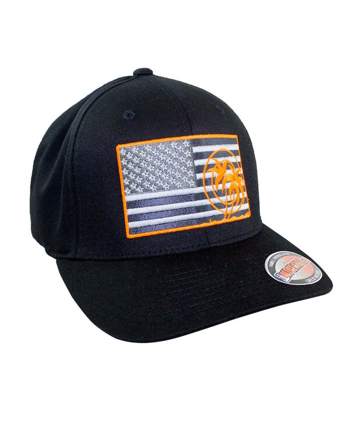 Strong - Neon Classic Flexfit Hat featuring American flag and NICERIDE design with neon accents.