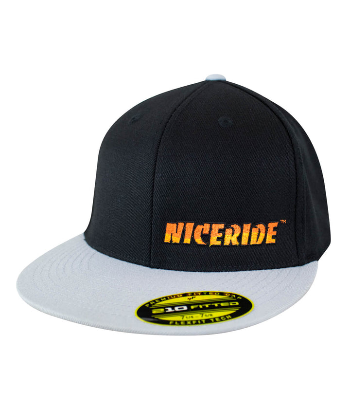 Classic NICERIDE 210F Fitted Hat, black baseball cap with NICERIDE logo embroidered on the front, stylish and comfortable fitted hat.
