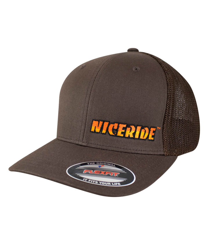 Classic NICERIDE Meshback Flexfit Hat with embroidered logo on the front and mesh back for comfort.