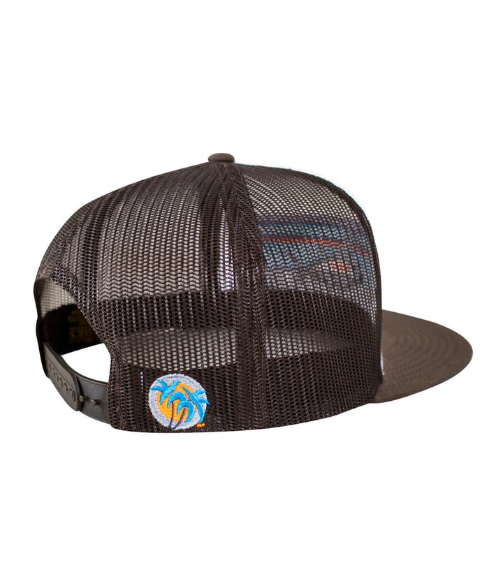 Back view of the Buck-Eye Explorer Horizon unisex snapback trucker hat with mesh design and embroidered logo.