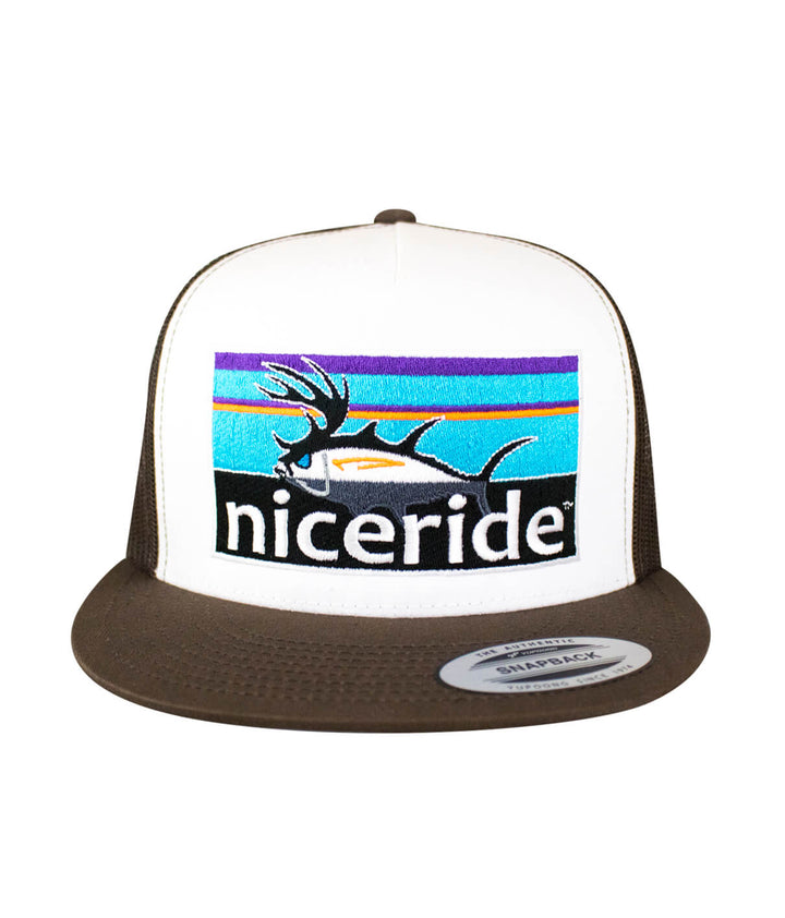 NICERIDE Buck-Eye Explorer Horizon Unisex Snapback Trucker Hat with colorful embroidered graphic on front