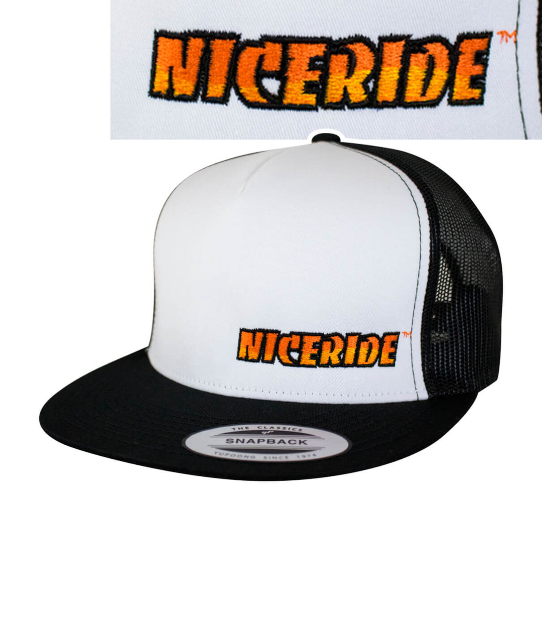 The Cledus - NICERIDE trucker hat with embroidered logo, stylish snapback hat for casual wear.