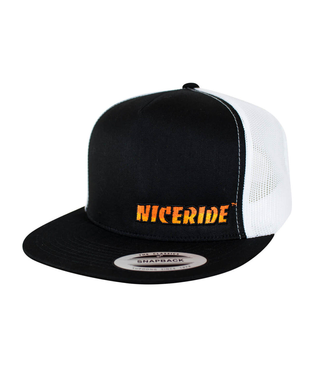 The Cledus - NICERIDE trucker hat featuring embroidered logo on front left, classic snapback design.