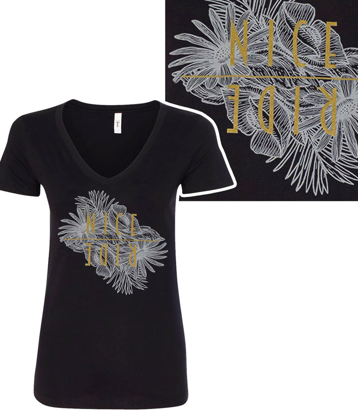 V-Neck Printed Short Sleeve Shirt with NICERIDE design, perfect shirt for casual wear and outdoor activities.