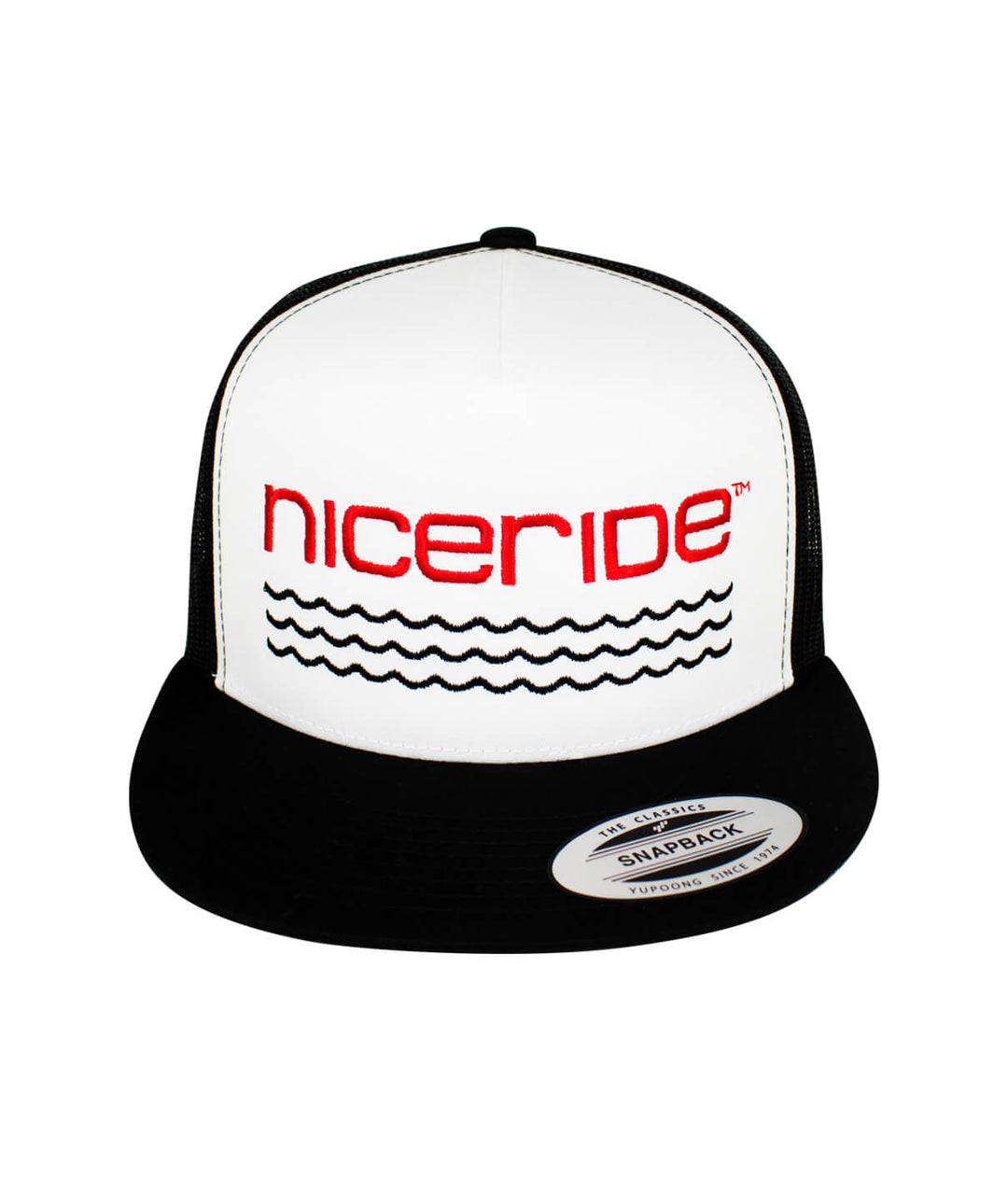 On The Water - Center trucker baseball cap, featuring NICERIDE logo, ideal hat for outdoor activities.