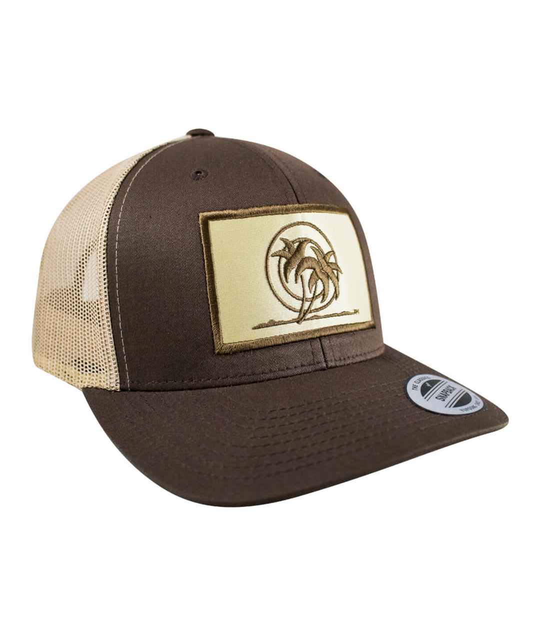 Classic Palm Patch Retro Trucker Hat featuring stenciled palm patch, perfect for outdoor enthusiasts and casual wear.
